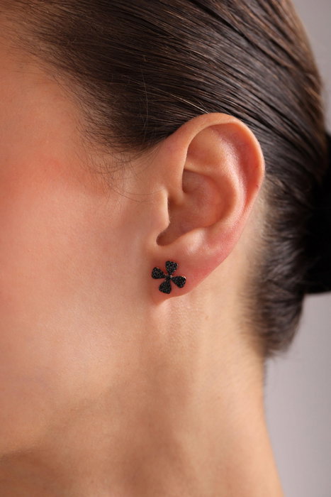 Heliophilia Silver Pendientes NRZ999856 Plata de Ley 925 Baño de Radio Oro Rosa y Negro